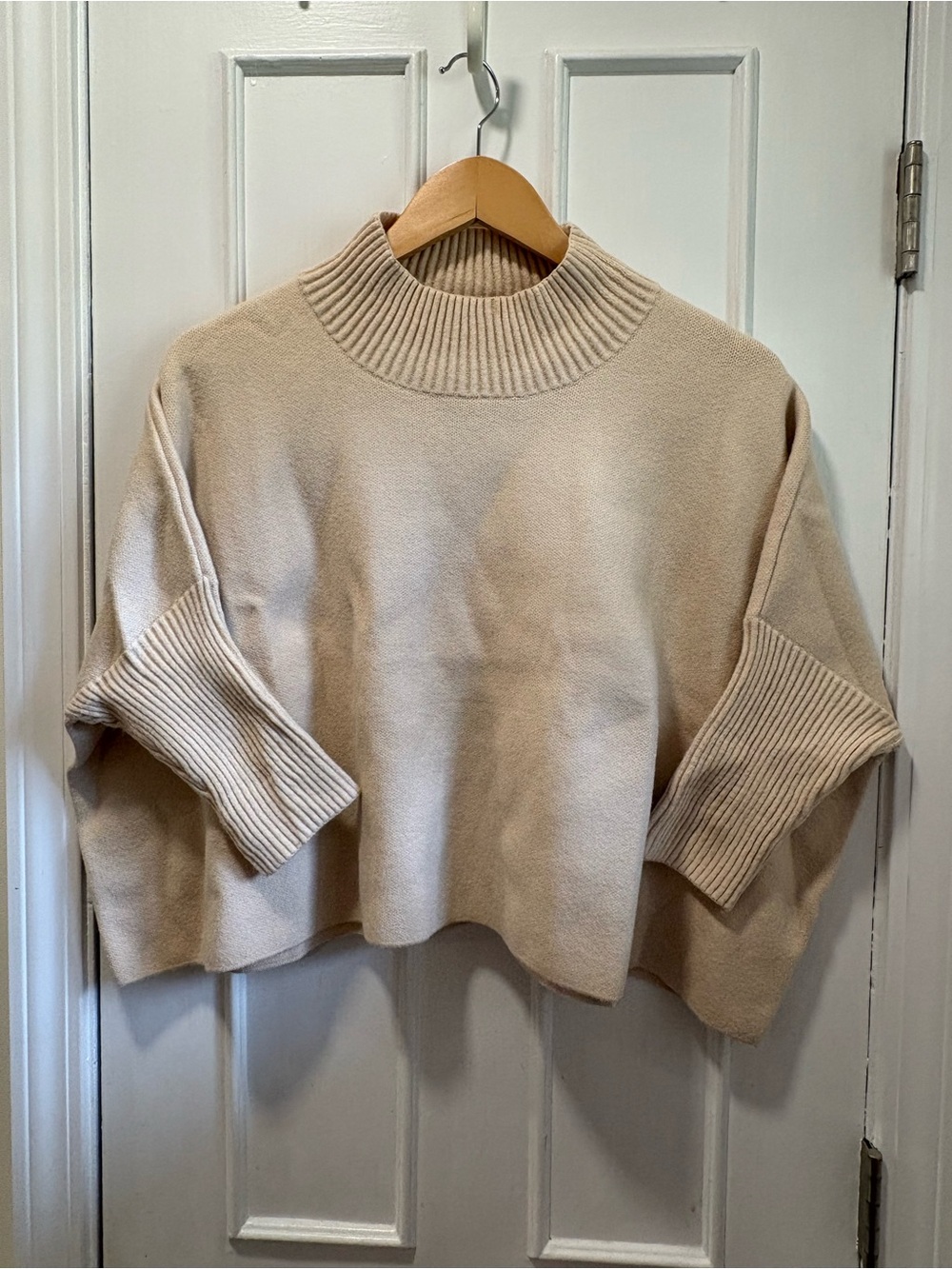 Kerisma Beige Mock Neck Boxy Sweater